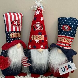 San Francisco 49ers Patriotic Gnome Trio - Red, Navy & White